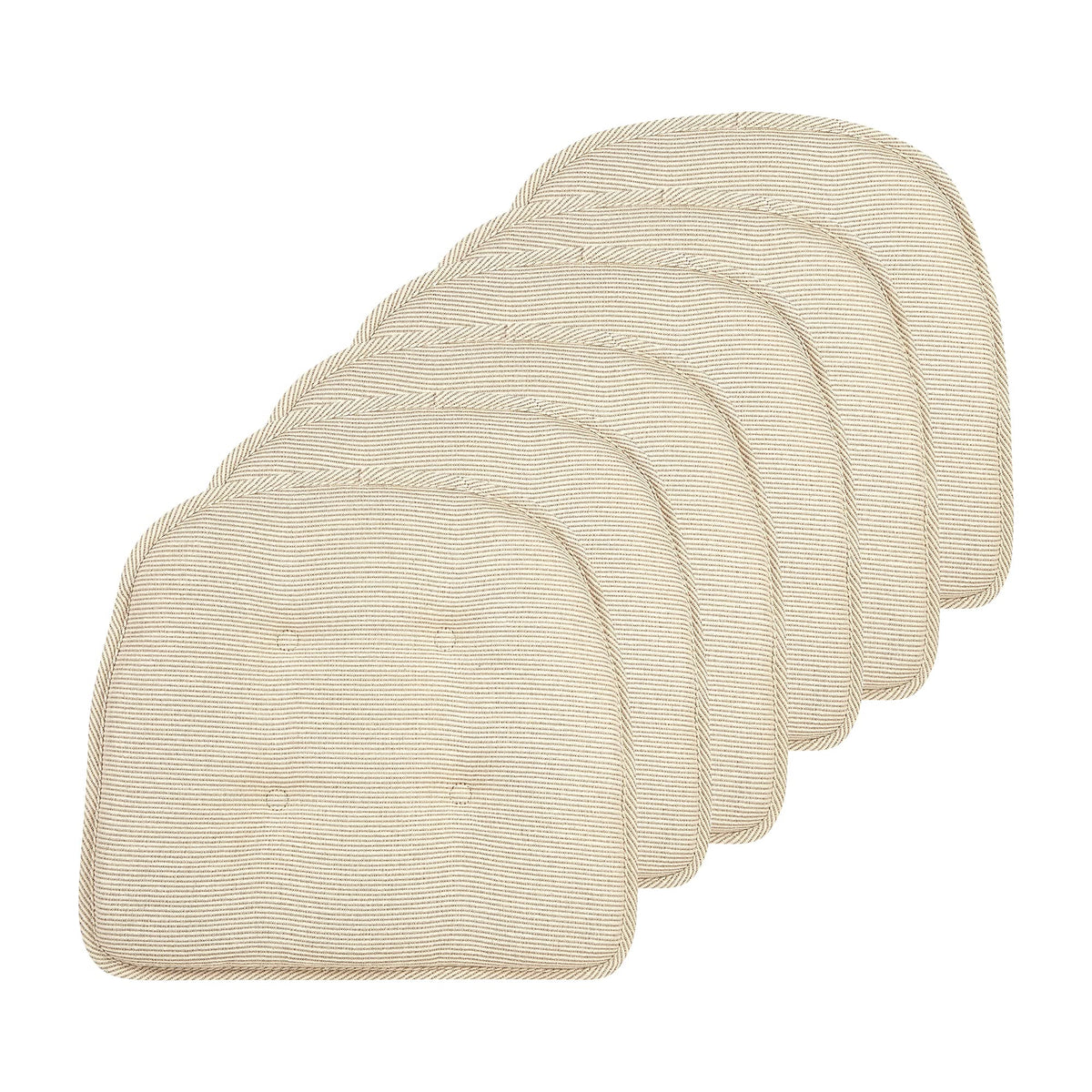 Klear Vu Omega Non-Slip Chair Cushions, Assembled in USA, U-Shaped Skid-Proof Seat Pads for Dining Room, Kitchen, Office, 15"x16" 4 Pack Slub Natural 4 Count