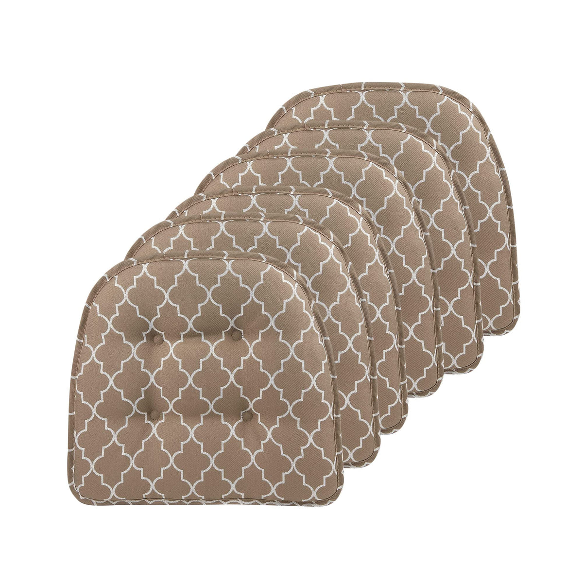 Klear Vu Omega Non-Slip Chair Cushions, Assembled in USA, U-Shaped Skid-Proof Seat Pads for Dining Room, Kitchen, Office, 15"x16" 4 Pack Slub Natural 4 Count
