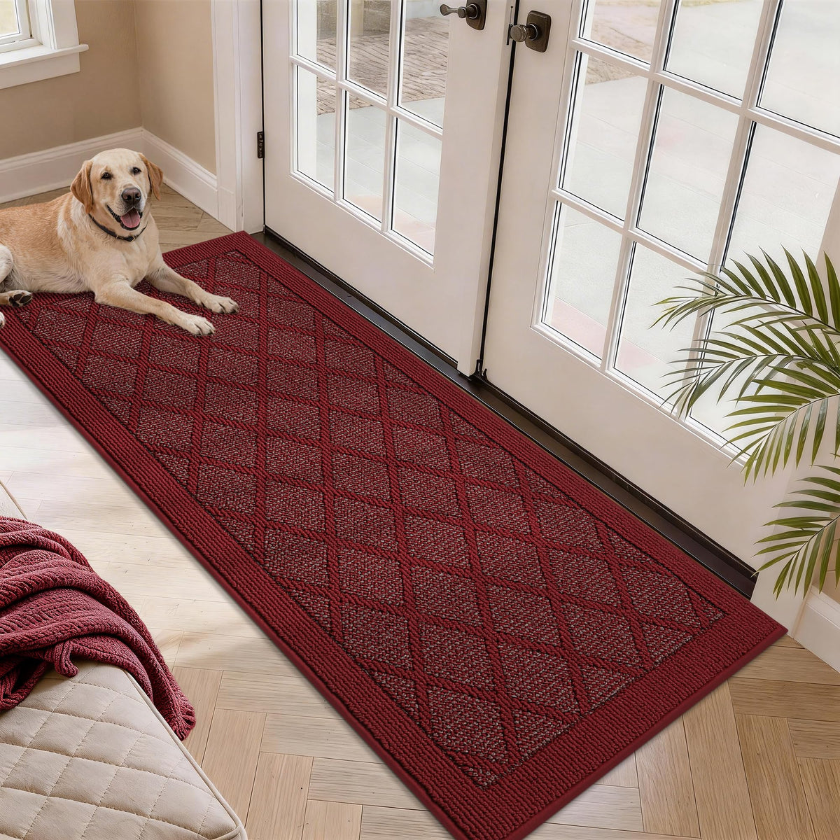 COSY HOMEER Non-Slip Door Mat 20"x32",Entryway Rugs Low Profile,Beige