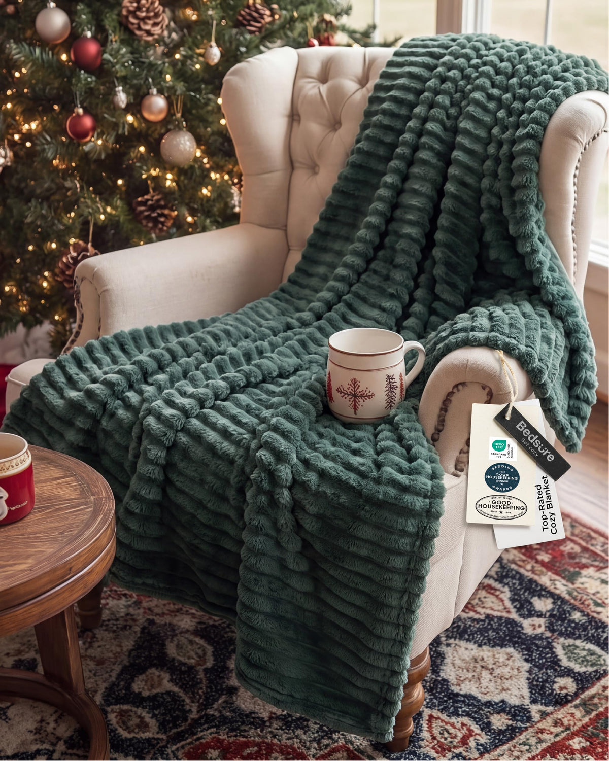 Bedsure GentleSoft White Throw Blanket for Couch - Halloween Decorations for Fall Home Living Room Decor, Cozy Fleece Blanket, Christmas Birthday Gifts for Women Mom Her Girls, Off White, 50x60 in