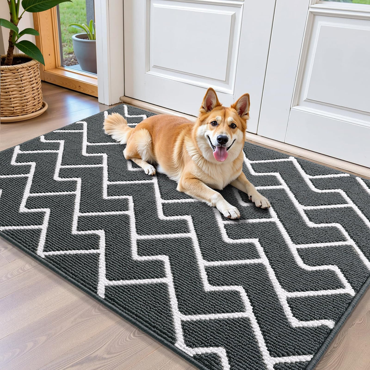 OLANLY Indoor Door Mat 32x20, Low-Profile Dirt Resistant Doormat, Grey