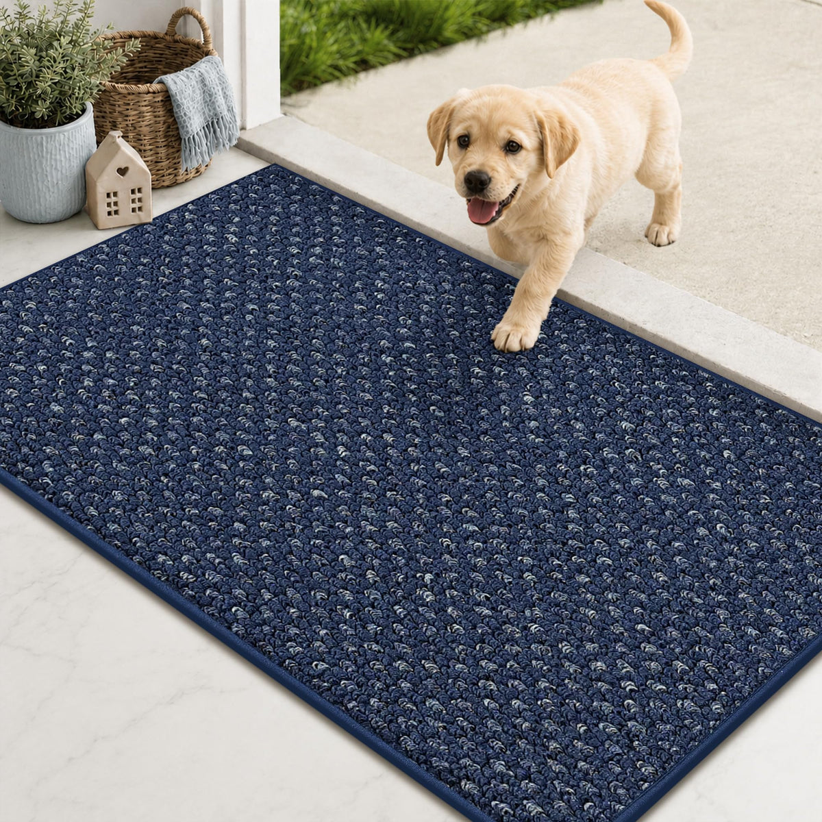 COSY HOMEER Door Mat Non-Slip Entryway Rugs Dirt Trapper, 17"x30", Beige