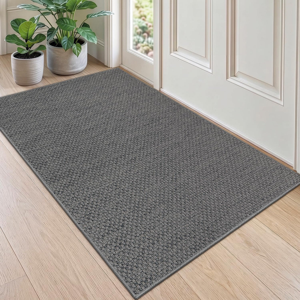 DEXI Thin Door Mat Indoor Entrance 24x36, Non Slip Entryway Mat, Dark Beige