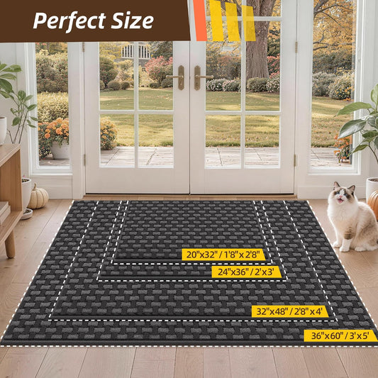JSEI Dirt Trapper Door Mat 32"x48",Non-Slip Entryway Rugs,Dark Grey