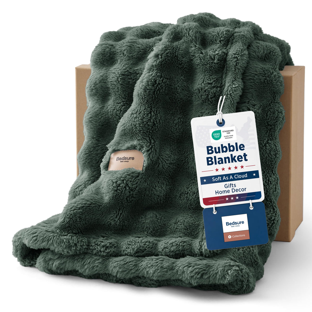 Bedsure Cloud Bubble Blanket, Soft Cozy Throw, Beige, 50"×60"