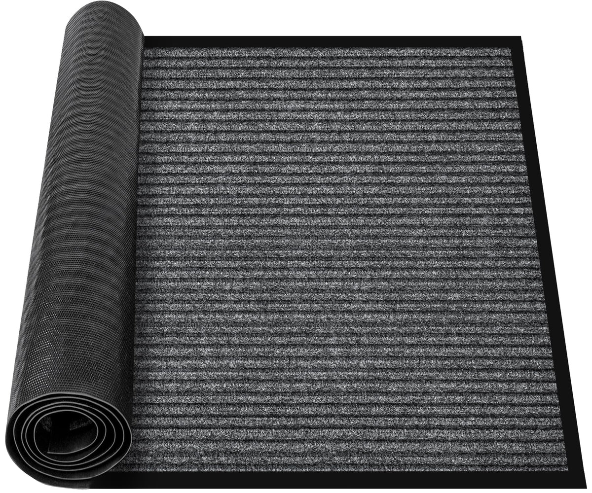 MYFAMIREA Commercial Floor Mat 3' x 5' Extra Large Front Door Industrial Rug Heavy Duty Brush Step Entrance Mat Weather Utility Rug with Non Slip Rubber Backing Low Profile for Entryway, Charcoal Grey
