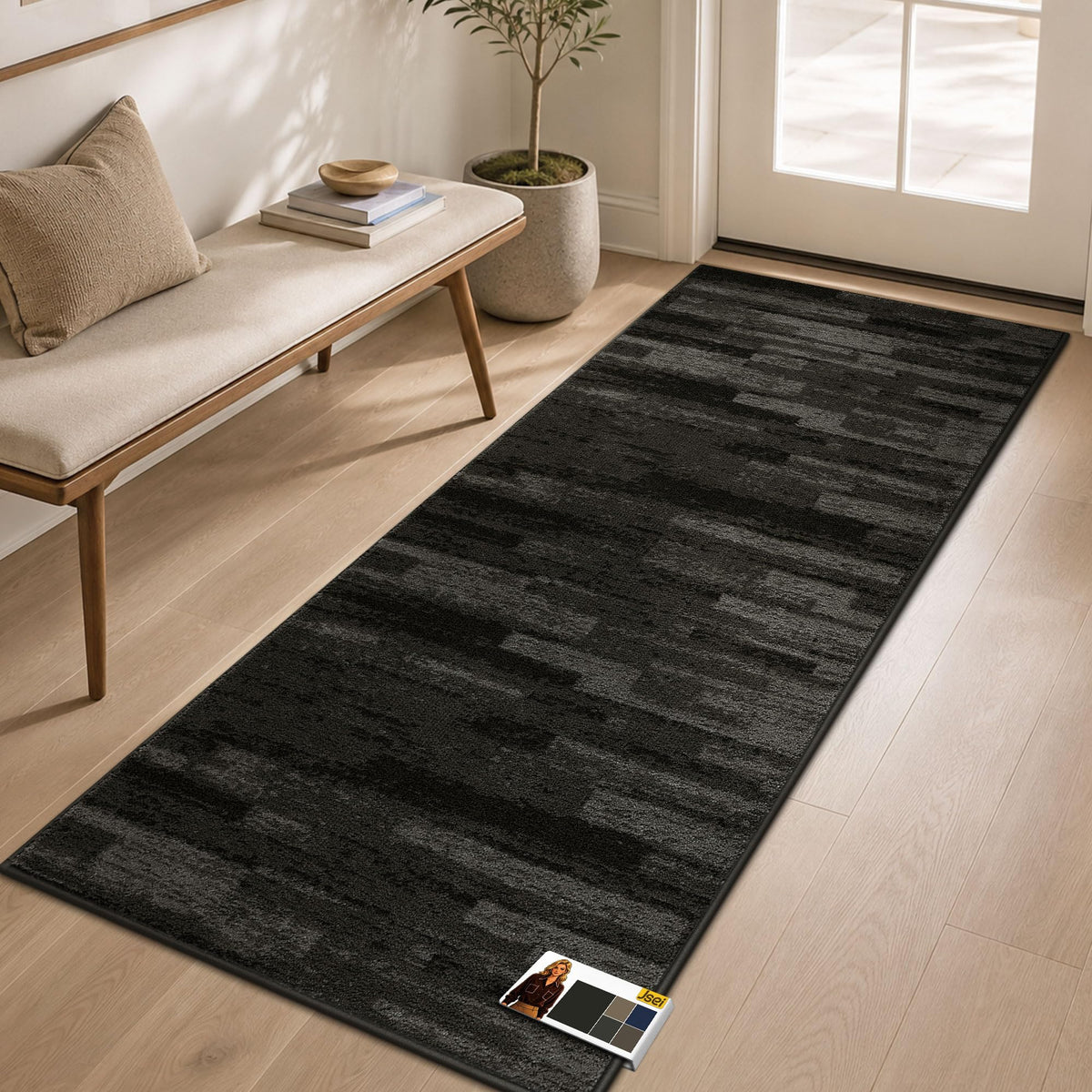JSEI Dirt Trapper Door Mat 20"x32", Non-Slip Doormat, Blue