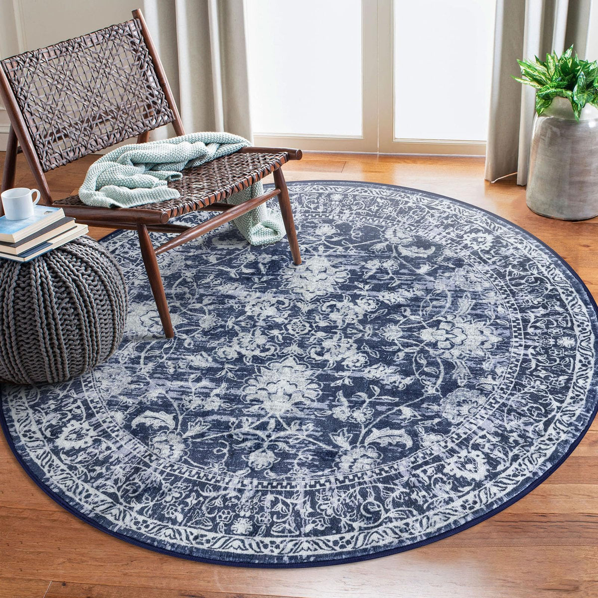 KILOCOCO 2x3 Washable Rug Small Entryway Rugs Indoor Door Mat, Blue/Navy