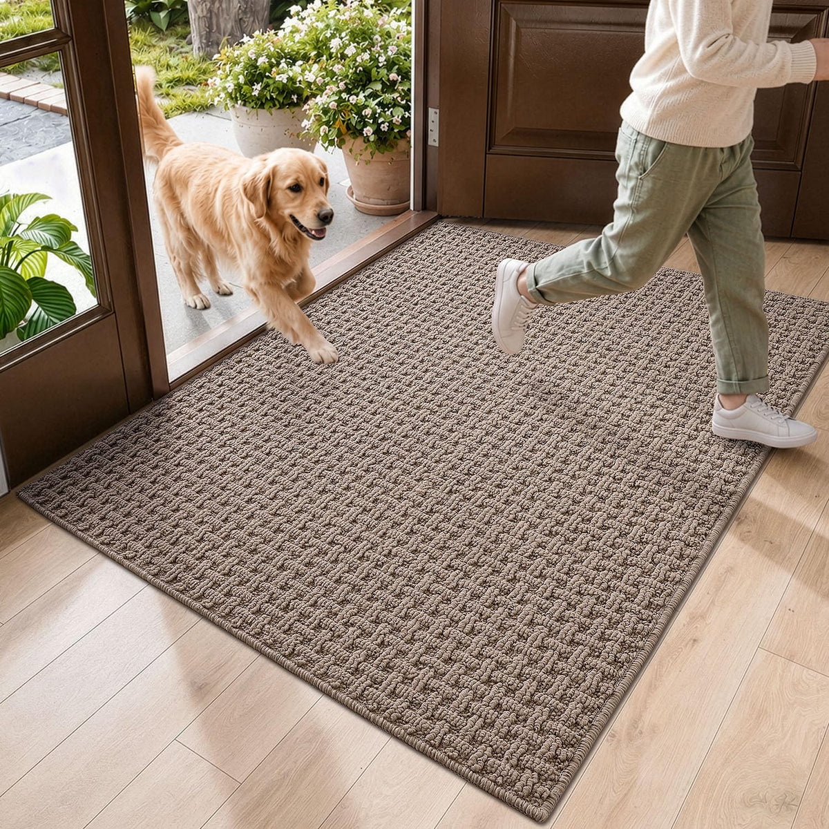 DEXI Door Mat Indoor Entrance 24x36, Entryway Doormats, Beige