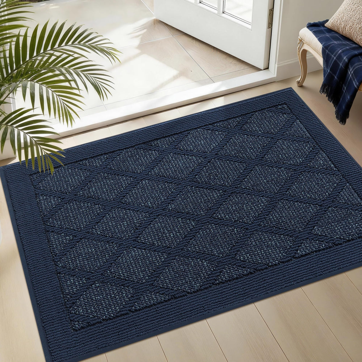 COSY HOMEER Non-Slip Door Mat 20"x32",Entryway Rugs Low Profile,Beige