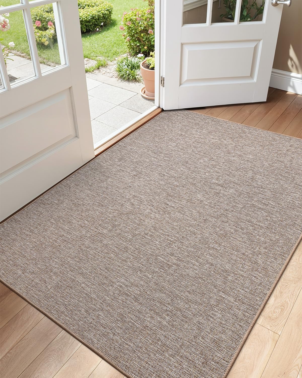 Color&Geometry Ultra-Thin Indoor Door Mat Entrance, 17"x30" Heather Khaki