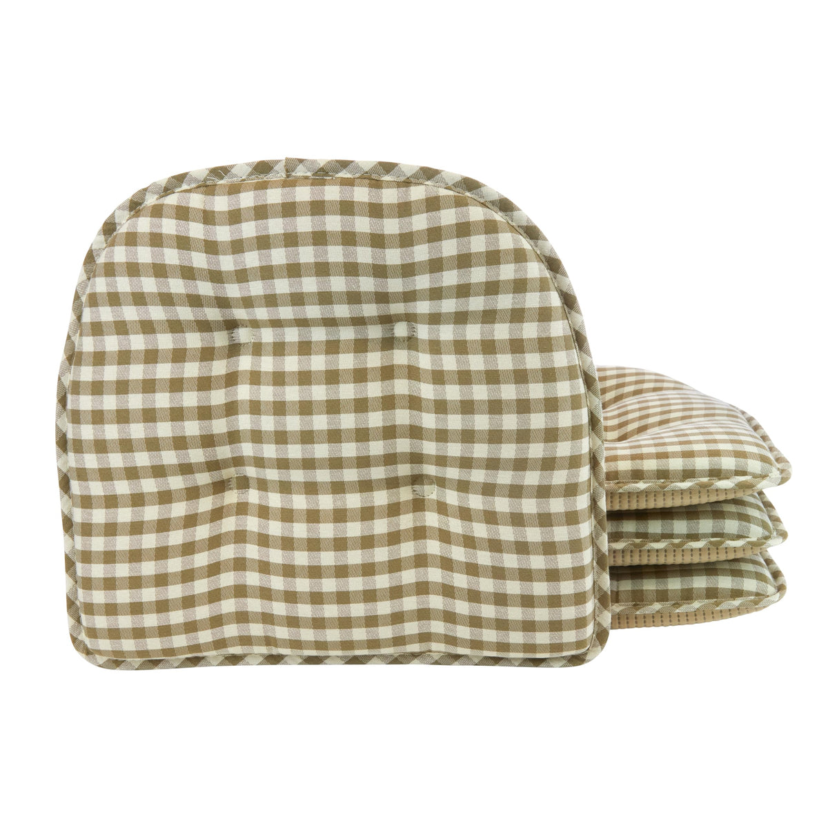 Klear Vu Omega Non-Slip Chair Cushions, Assembled in USA, U-Shaped Skid-Proof Seat Pads for Dining Room, Kitchen, Office, 15"x16" 4 Pack Slub Natural 4 Count