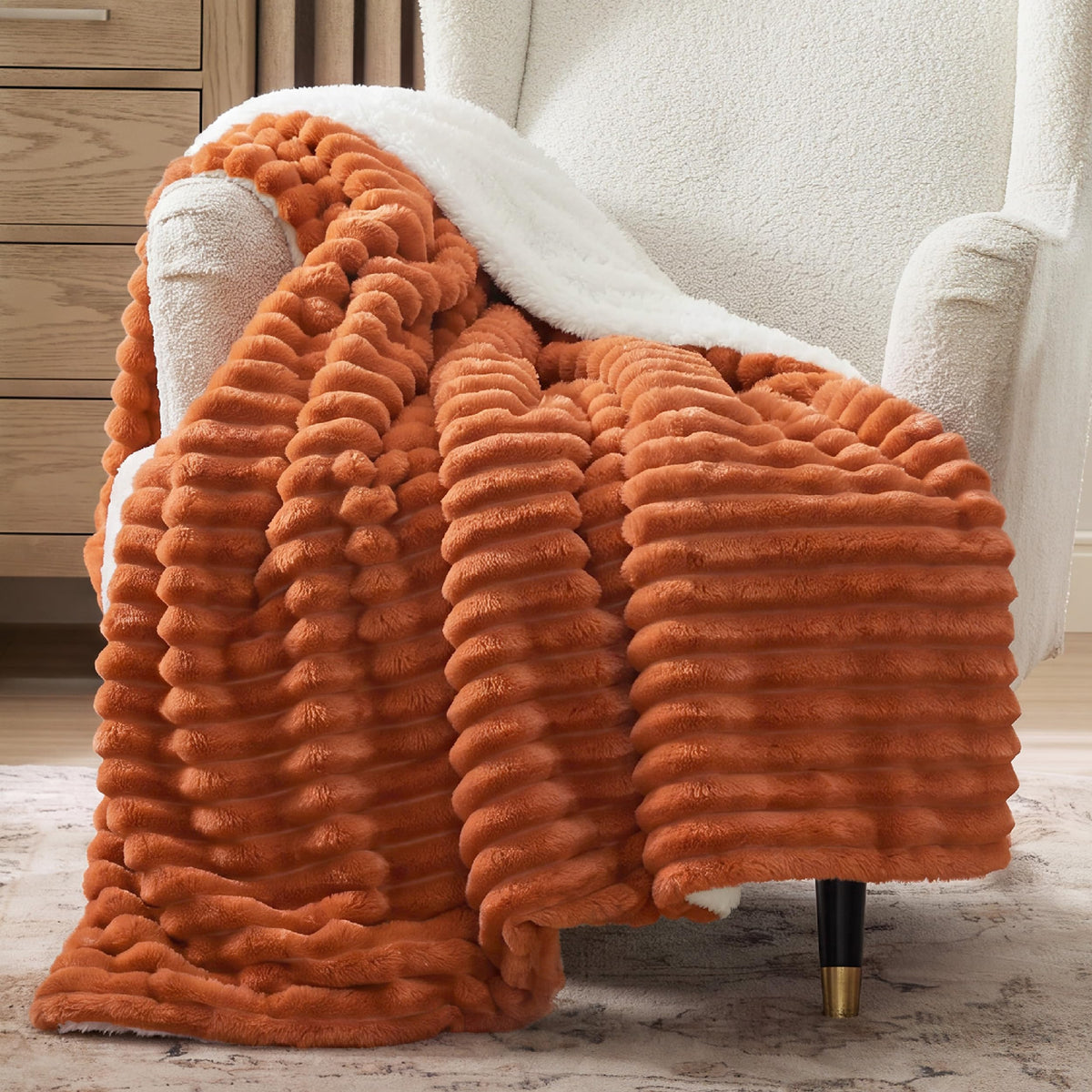 Bedsure Sherpa Throw Blanket for Couch - Super Soft, Comfort Cozy Fleece Thick Warm Blanket for Women, GentleSoft Plush & Fluffy Winter Throw Gift for Women, Room Decor, Beige, 50x60 Inches