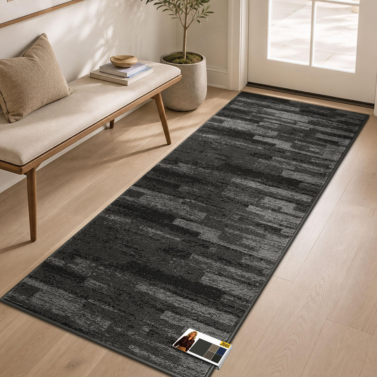 JSEI Dirt Trapper Door Mat 20"x32", Non-Slip Doormat, Blue