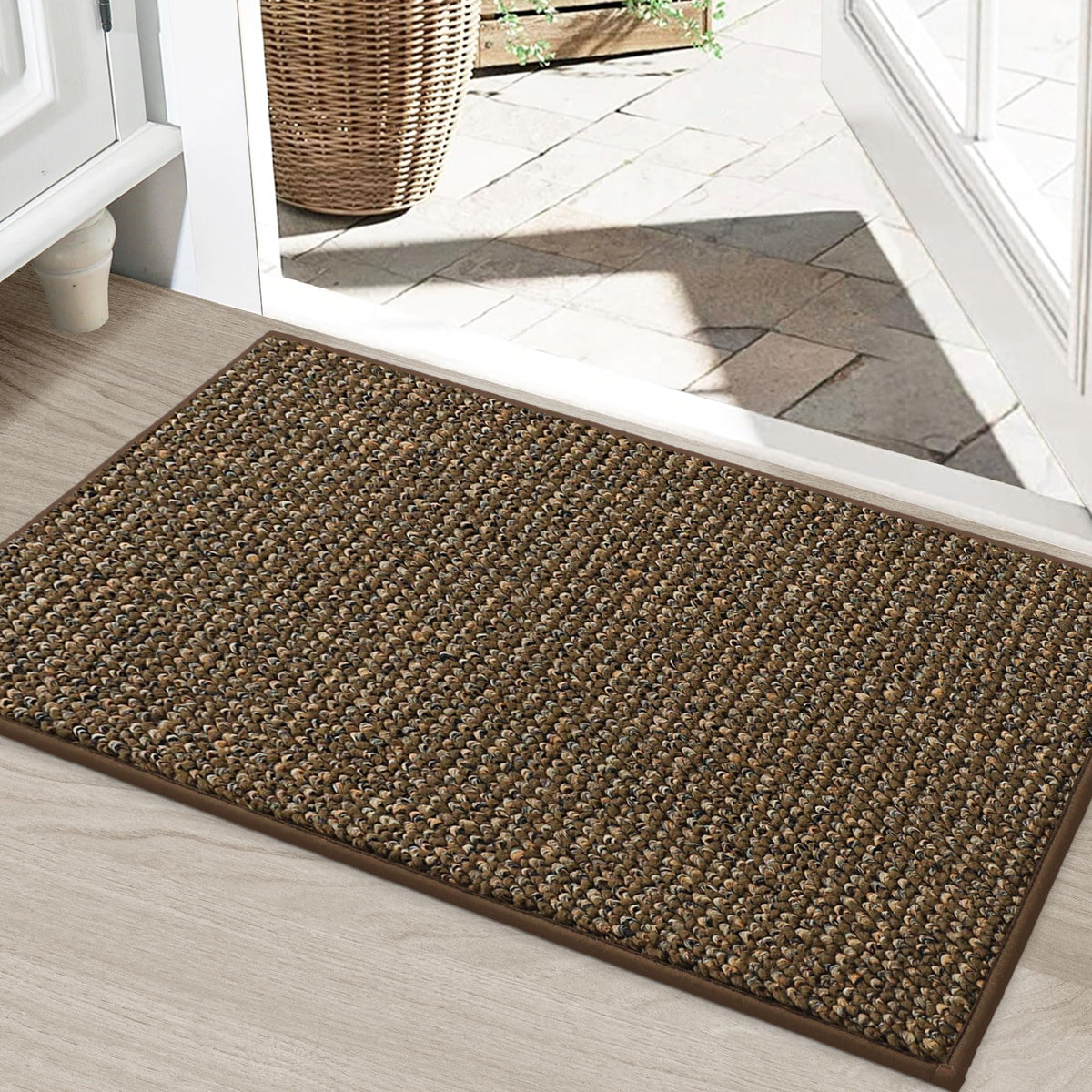 BEQHAUSE Dirt Trapper Door Mat 20" x 32", Non-Slip Washable Doormats, Brown