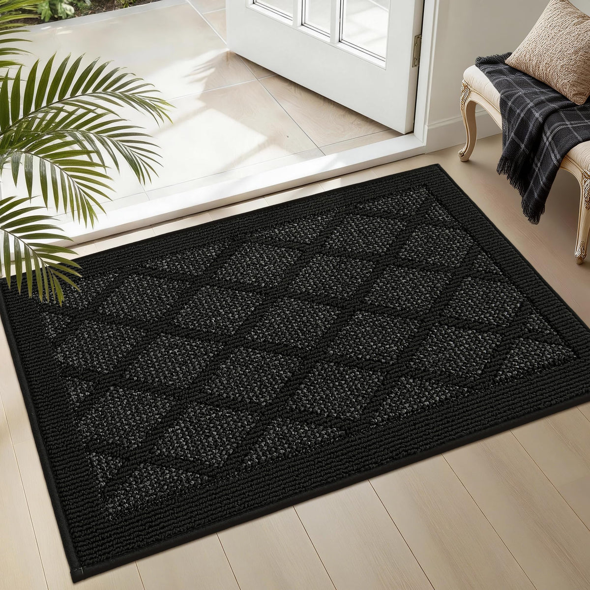 COSY HOMEER Non-Slip Door Mat 20"x32",Entryway Rugs Low Profile,Beige