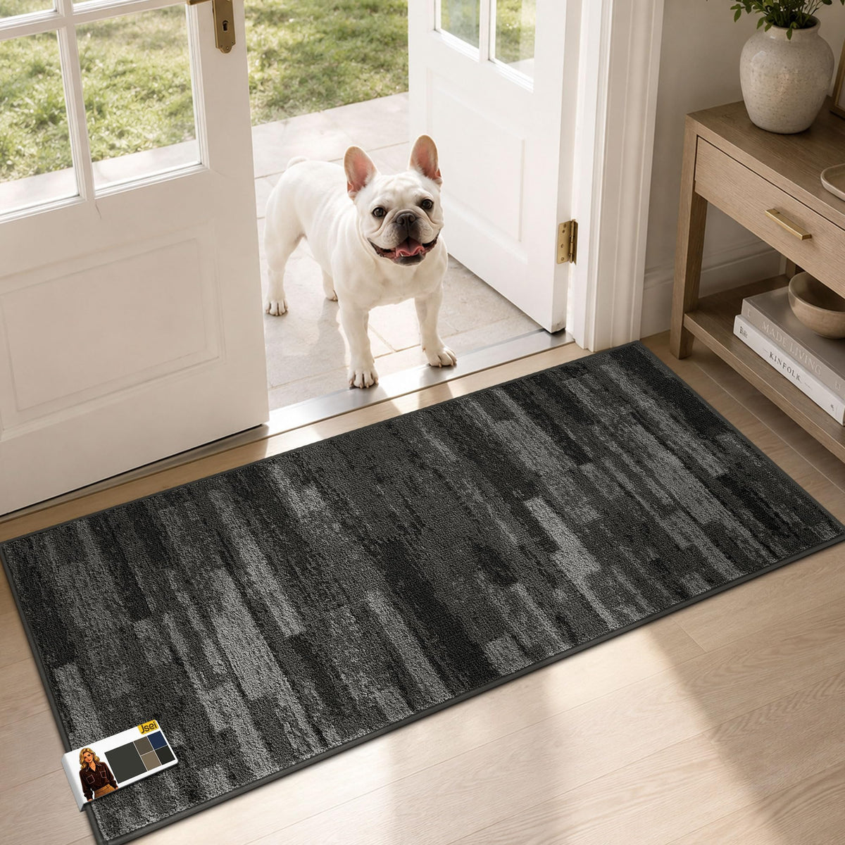 JSEI Dirt Trapper Door Mat 24"x36", Non-Slip Doormat, Blue