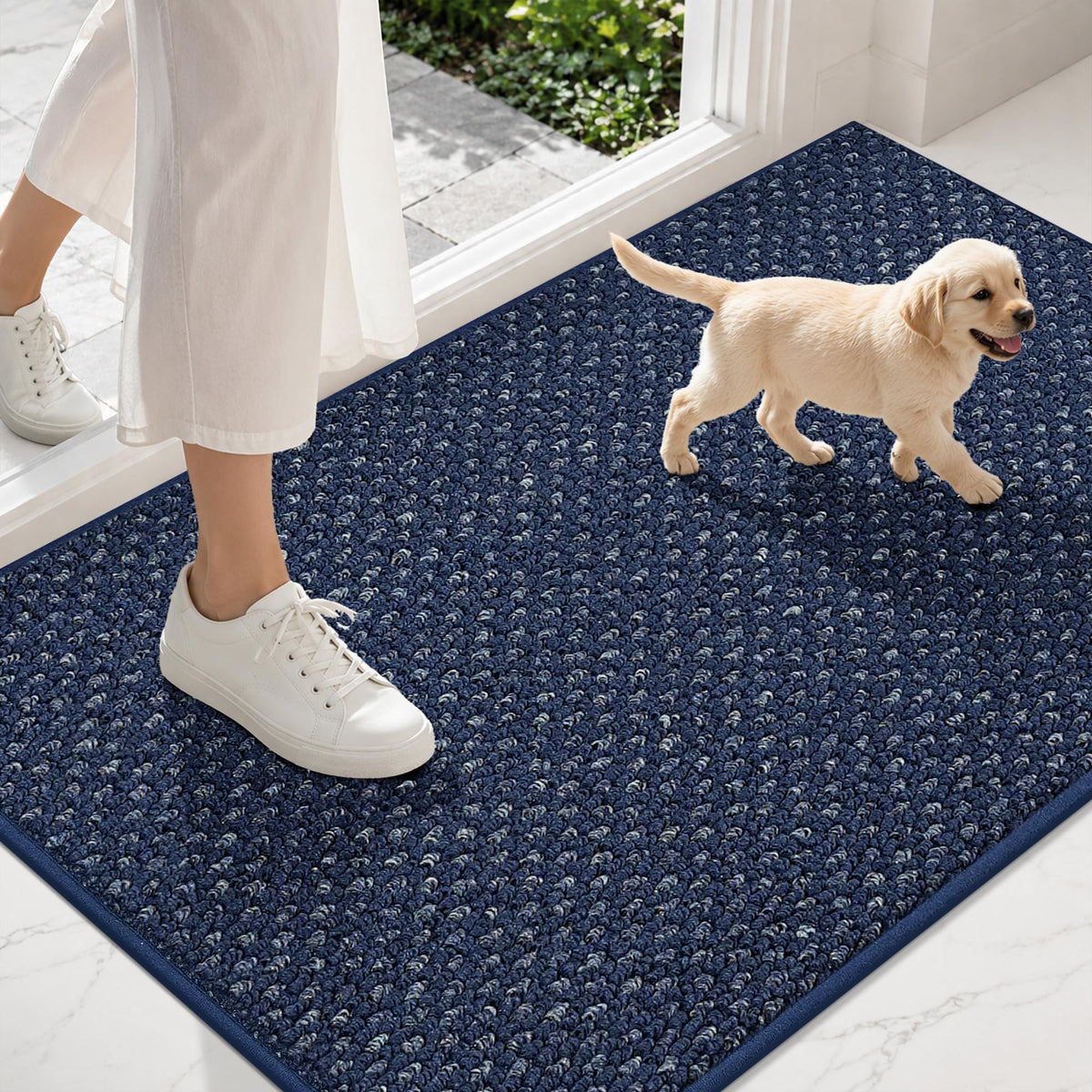 COSY HOMEER Door Mat Non-Slip Entryway Rugs Dirt Trapper, 17"x30", Beige