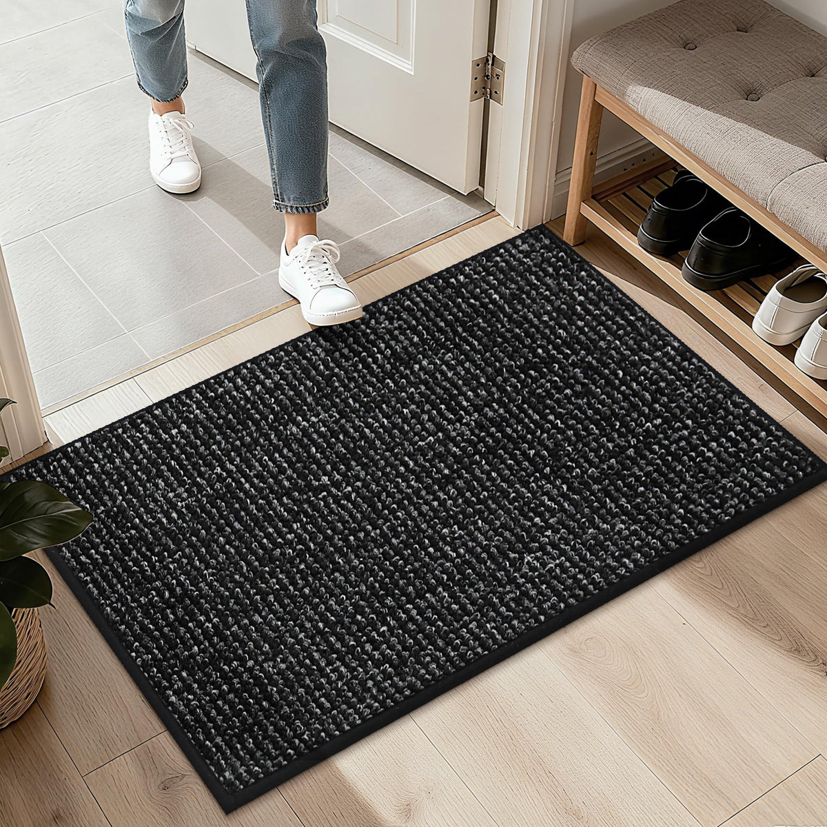 BEQHAUSE 2x3 Entryway Rug Indoor Door Mat Non-Slip Washable, Taupe
