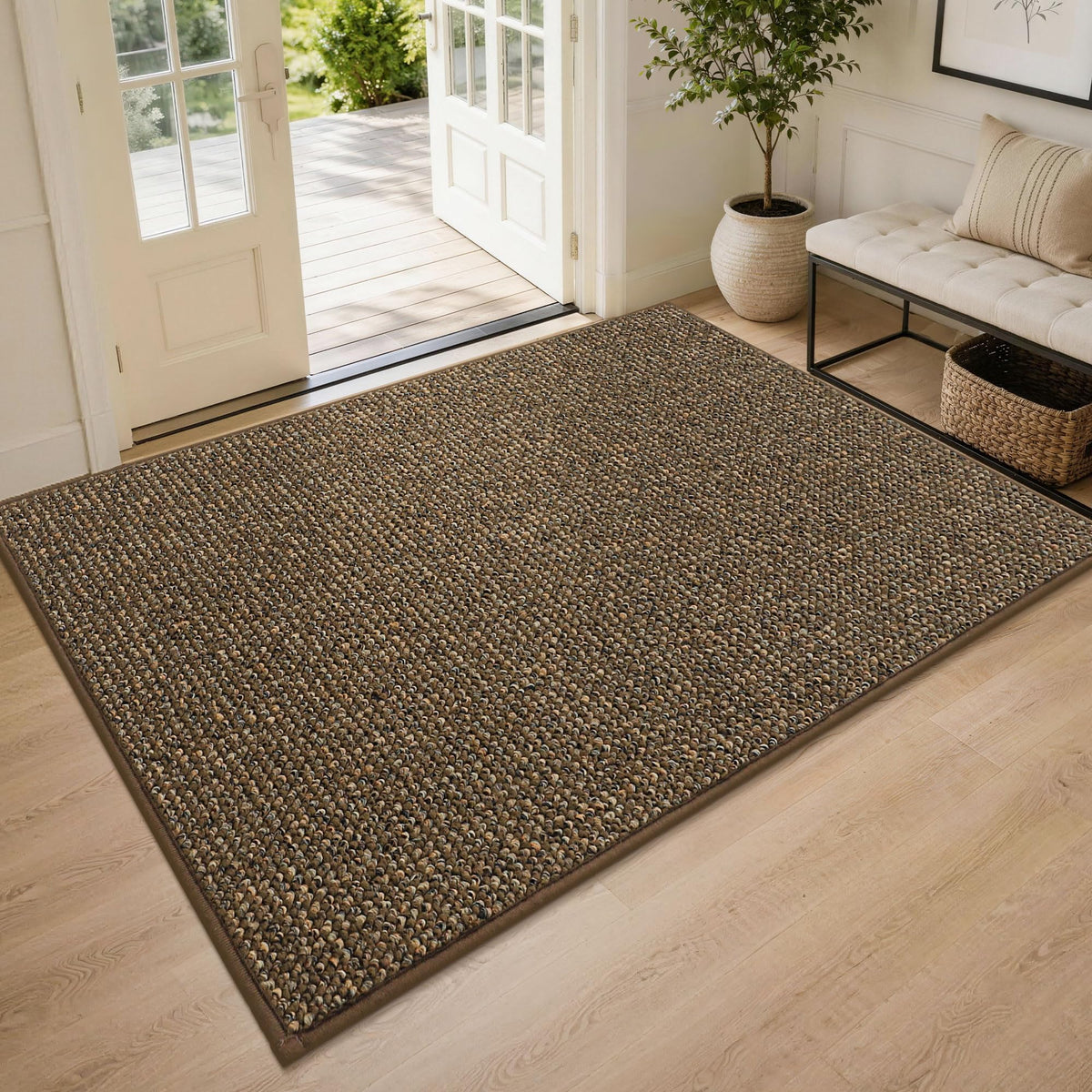 BEQHAUSE Dirt Trapper Door Mat 24" x 36", Non-Slip Washable Doormats, Beige