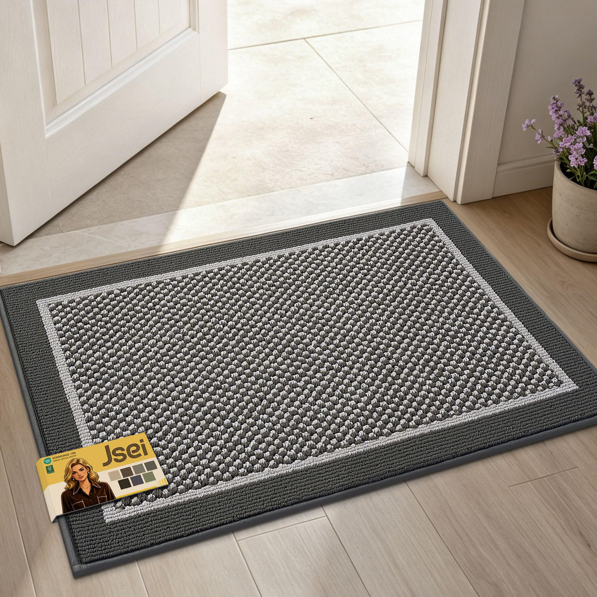 JSEI Dirt Trapper Door Mat 20"x32" , Non-Slip Doormat ,Dark Grey