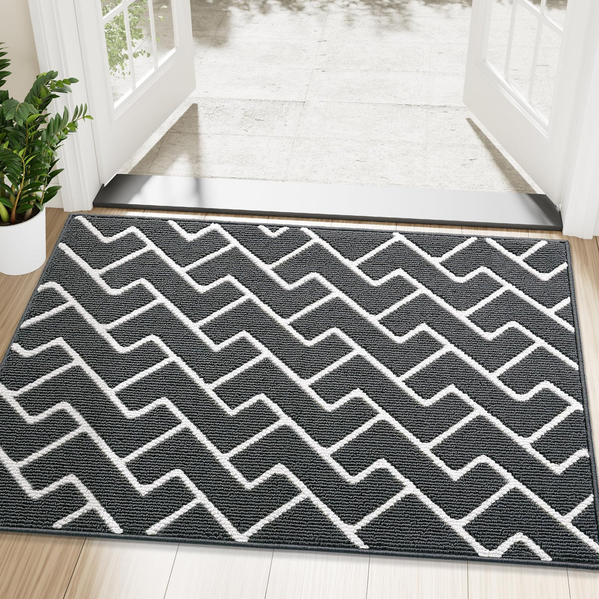 OLANLY Indoor Door Mat 32x20, Low-Profile Dirt Resistant Doormat, Grey