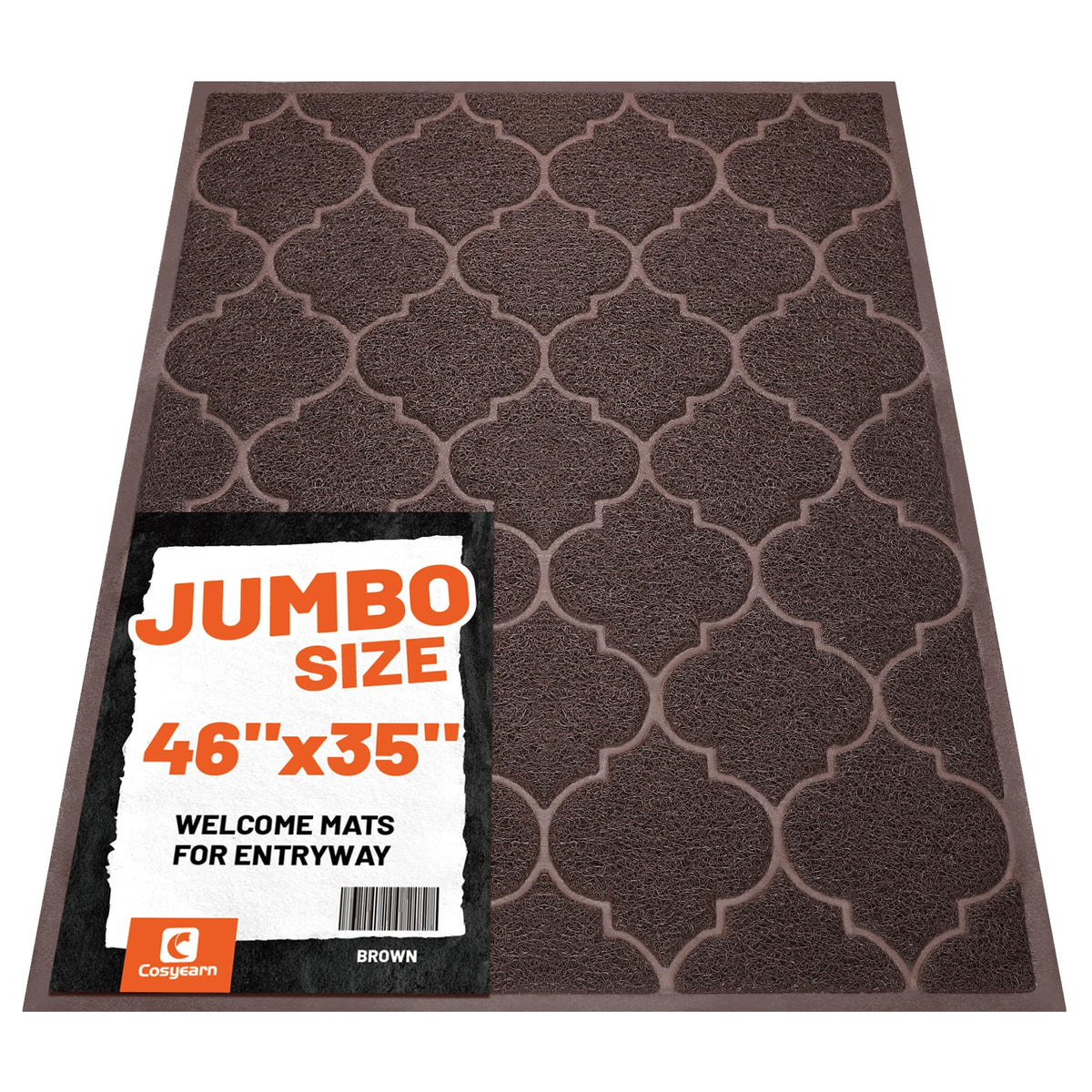 Cosyearn Door Mat, 46x35, Grey, Indoor Outdoor Front Entryway Doormat