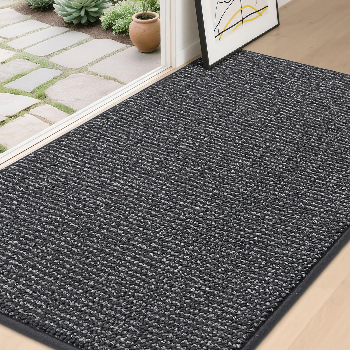 BEQHAUSE Dirt Trapper Door Mat 24" x 36", Non-Slip Washable Doormats, Beige