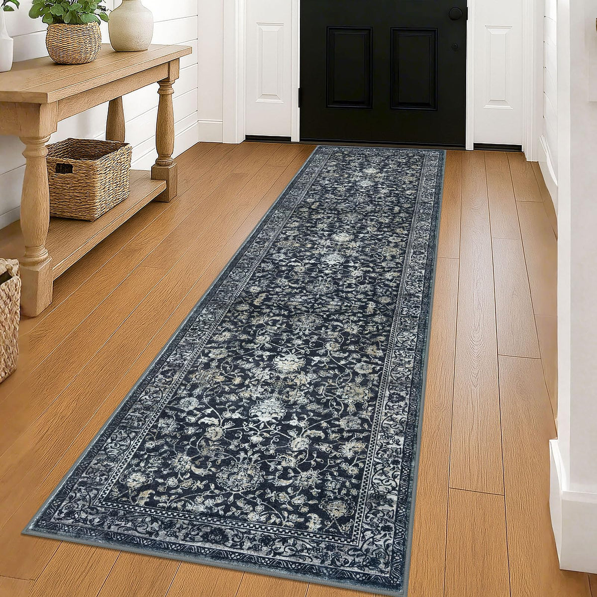 KILOCOCO 2x3 Washable Rug Small Entryway Rugs Indoor Door Mat, Blue/Navy