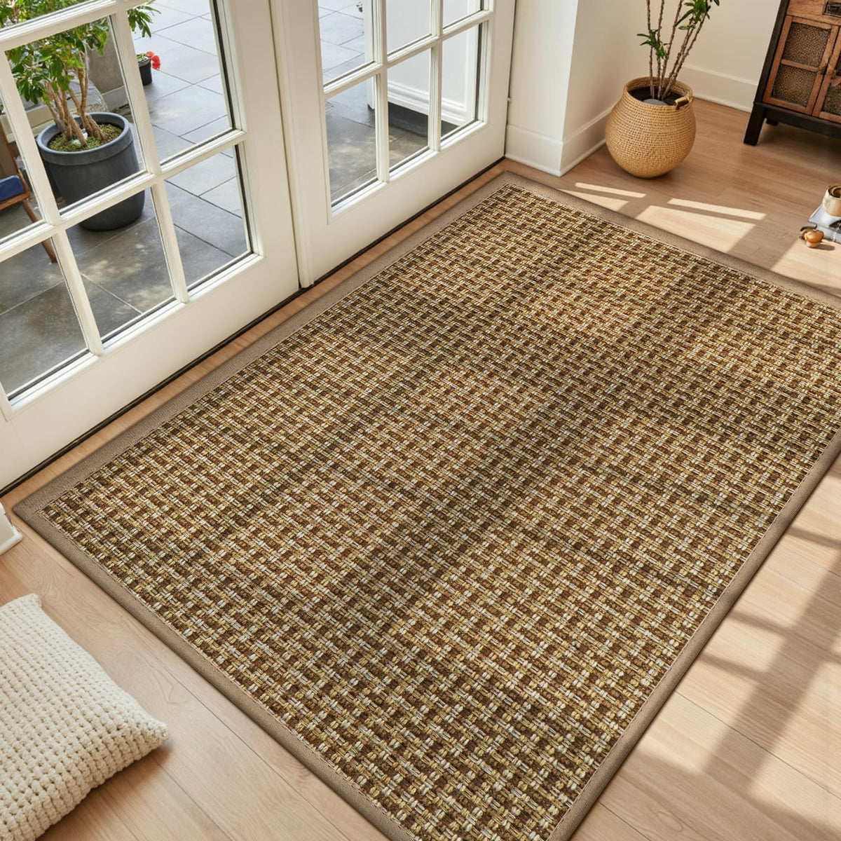 LEKEEPGO Ultra Thin Indoor Door Mat 17"x29", Non Slip Door Mat, Khaki