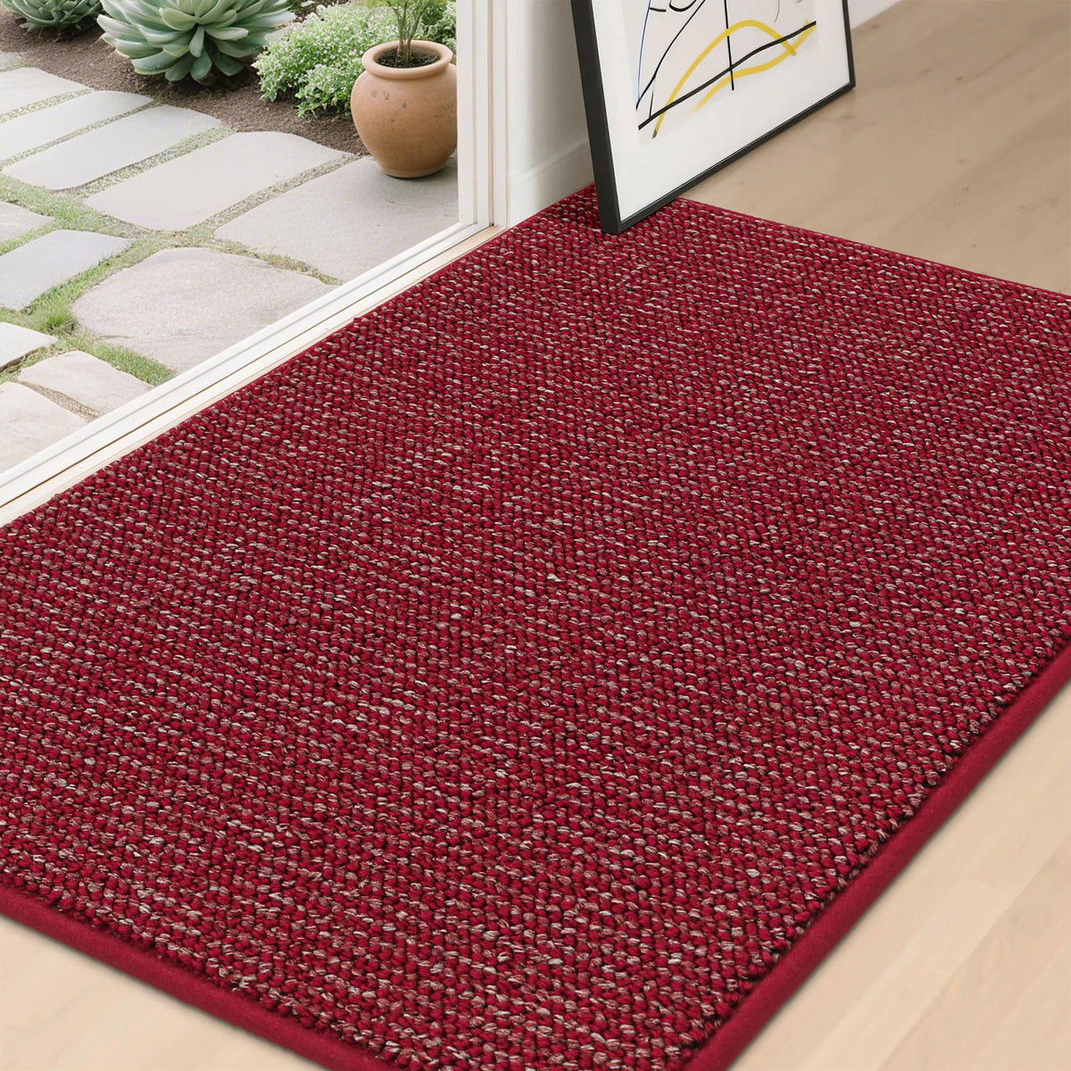 BEQHAUSE Dirt Trapper Door Mat 20" x 32", Non-Slip Washable, Light Beige