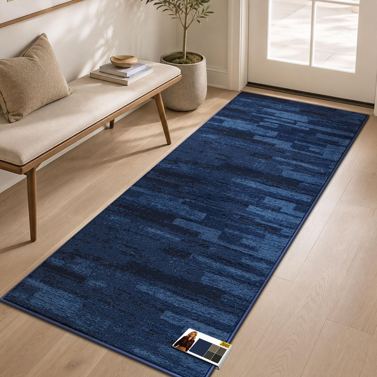 JSEI Dirt Trapper Door Mat 24"x36", Non-Slip Doormat, Blue