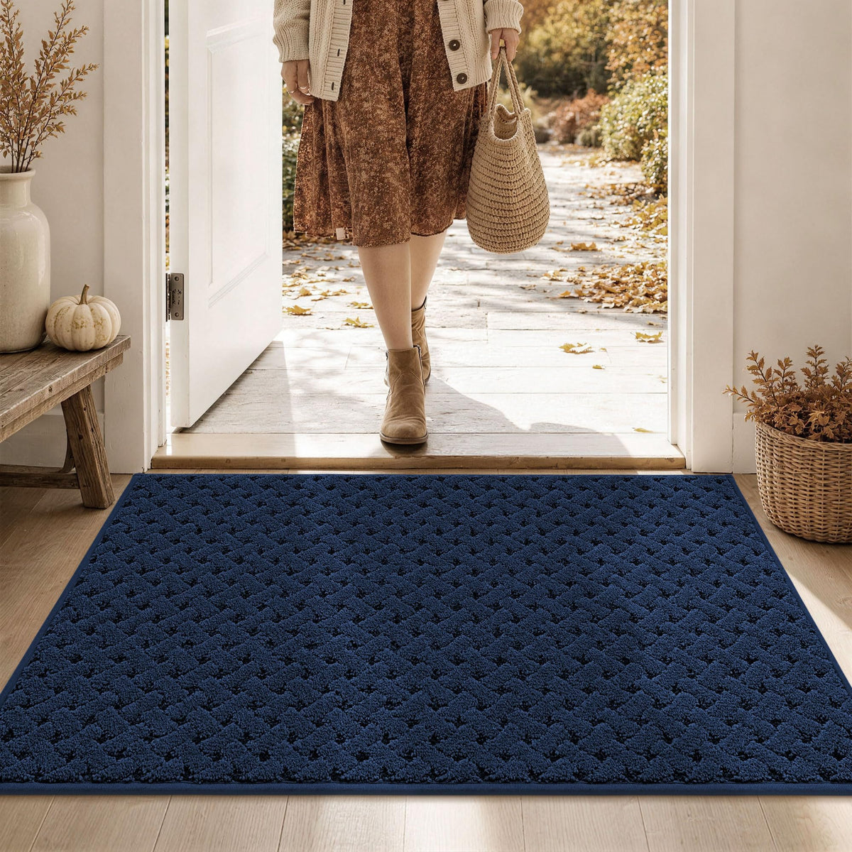 BEQHAUSE Dirt Trapper Door Mat Non-Slip Entryway Rugs, 24" x 36", Beige