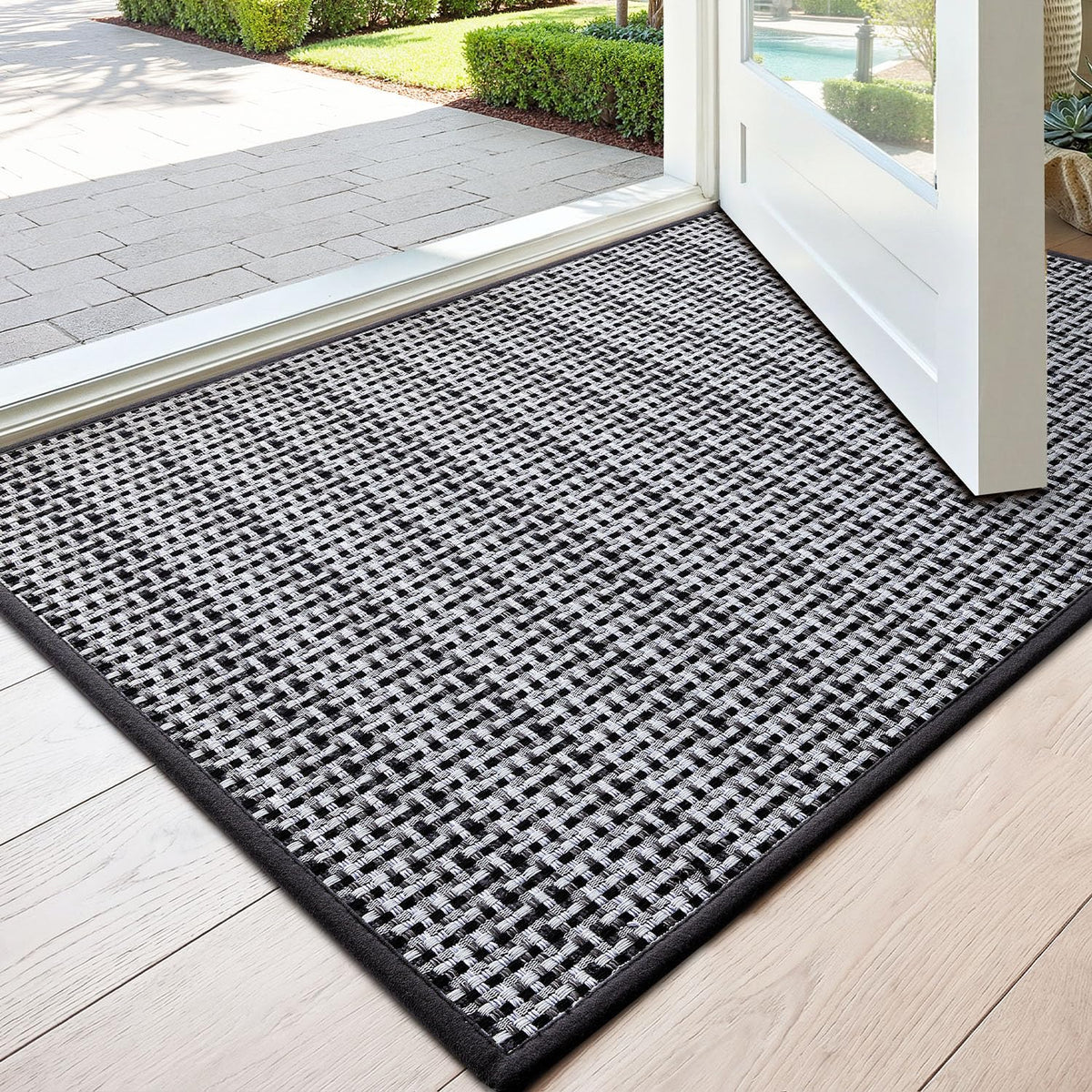 DEXI Thin Door Mat Indoor Entrance 24x36, Non Slip Entryway Mat, Dark Beige