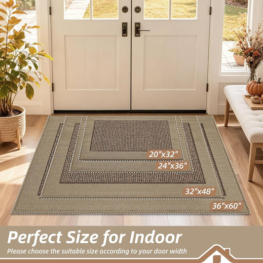 BEQHAUSE Indoor Door Mat 32" x 48", Dirt Trapper Door Mats, Taupe