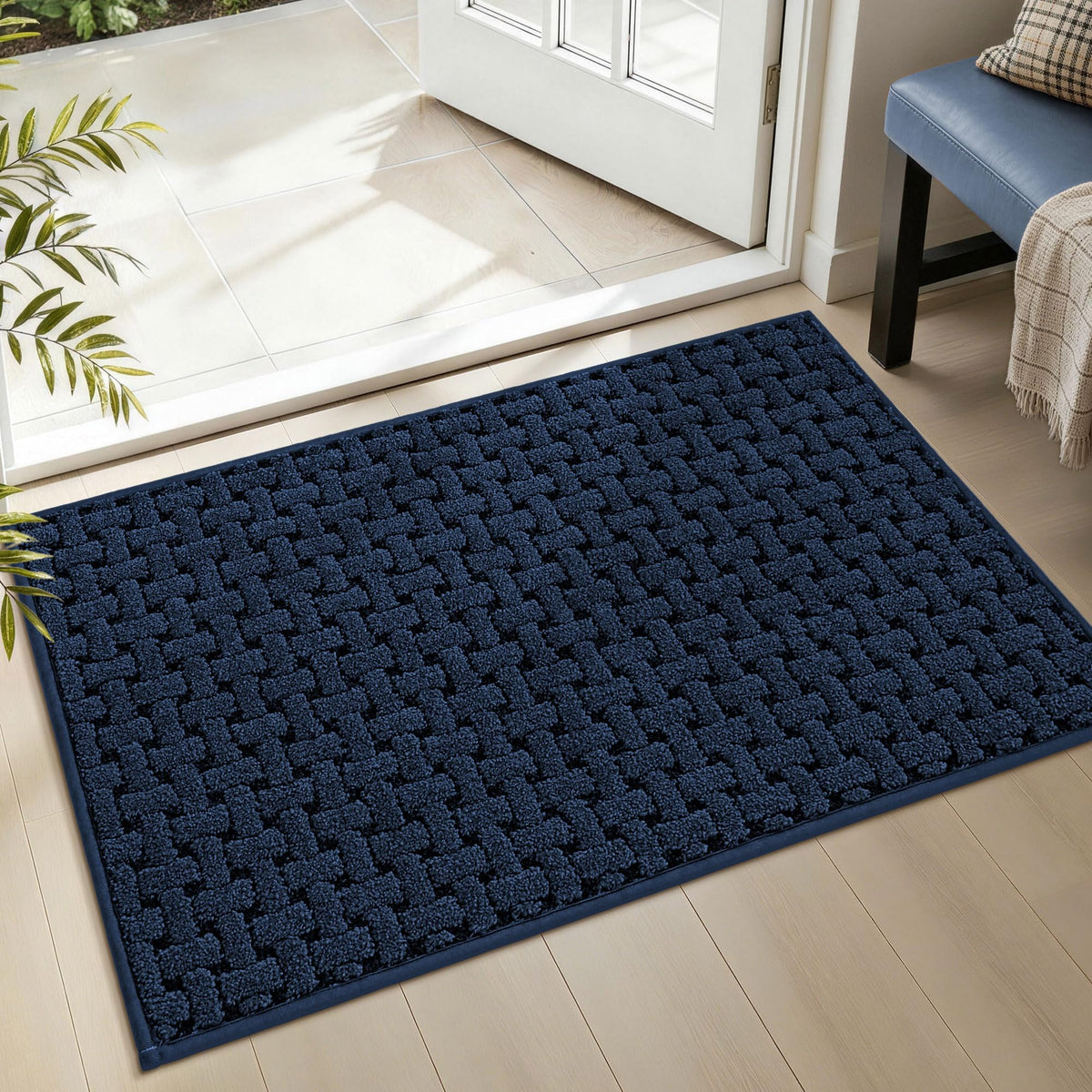 Door Mat Indoor Entrance 36"x60", Non-Slip Entryway Rugs, Blue