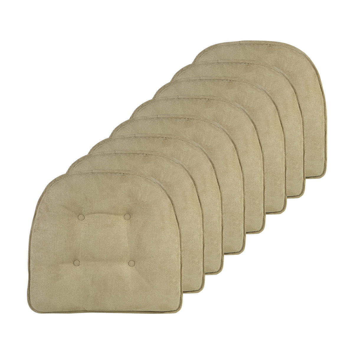 Klear Vu Omega Non-Slip Chair Cushions, Assembled in USA, U-Shaped Skid-Proof Seat Pads for Dining Room, Kitchen, Office, 15"x16" 4 Pack Slub Natural 4 Count
