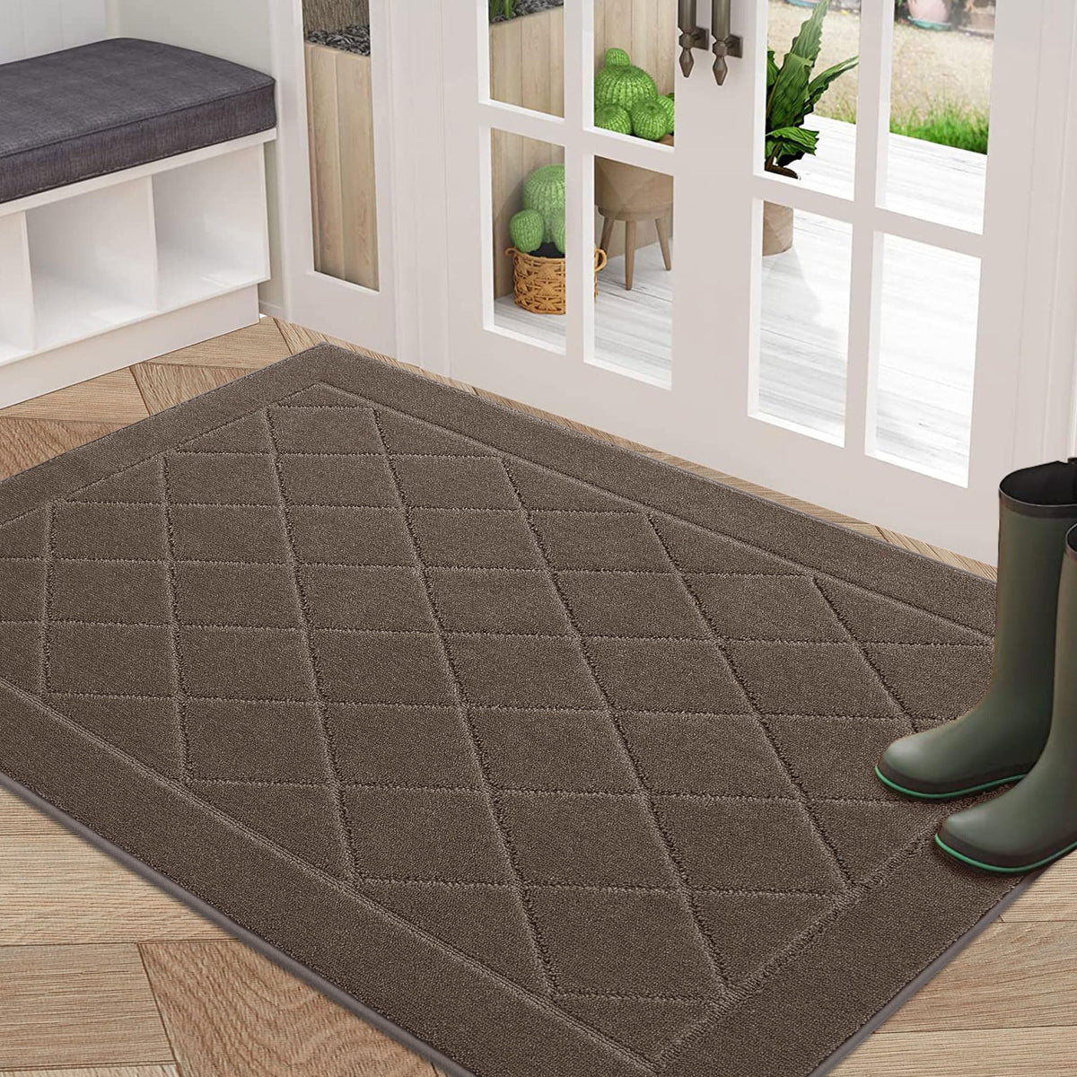 BEQHAUSE Dirt Trapper Door Mat 32" x 48", Doormat Non-Slip, Dark Grey