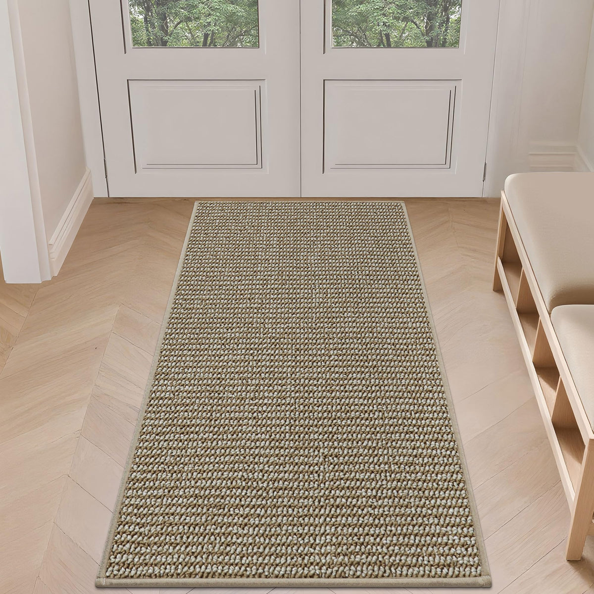 BEQHAUSE Dirt Trapper Door Mat 20" x 32", Non-Slip Washable, Light Beige