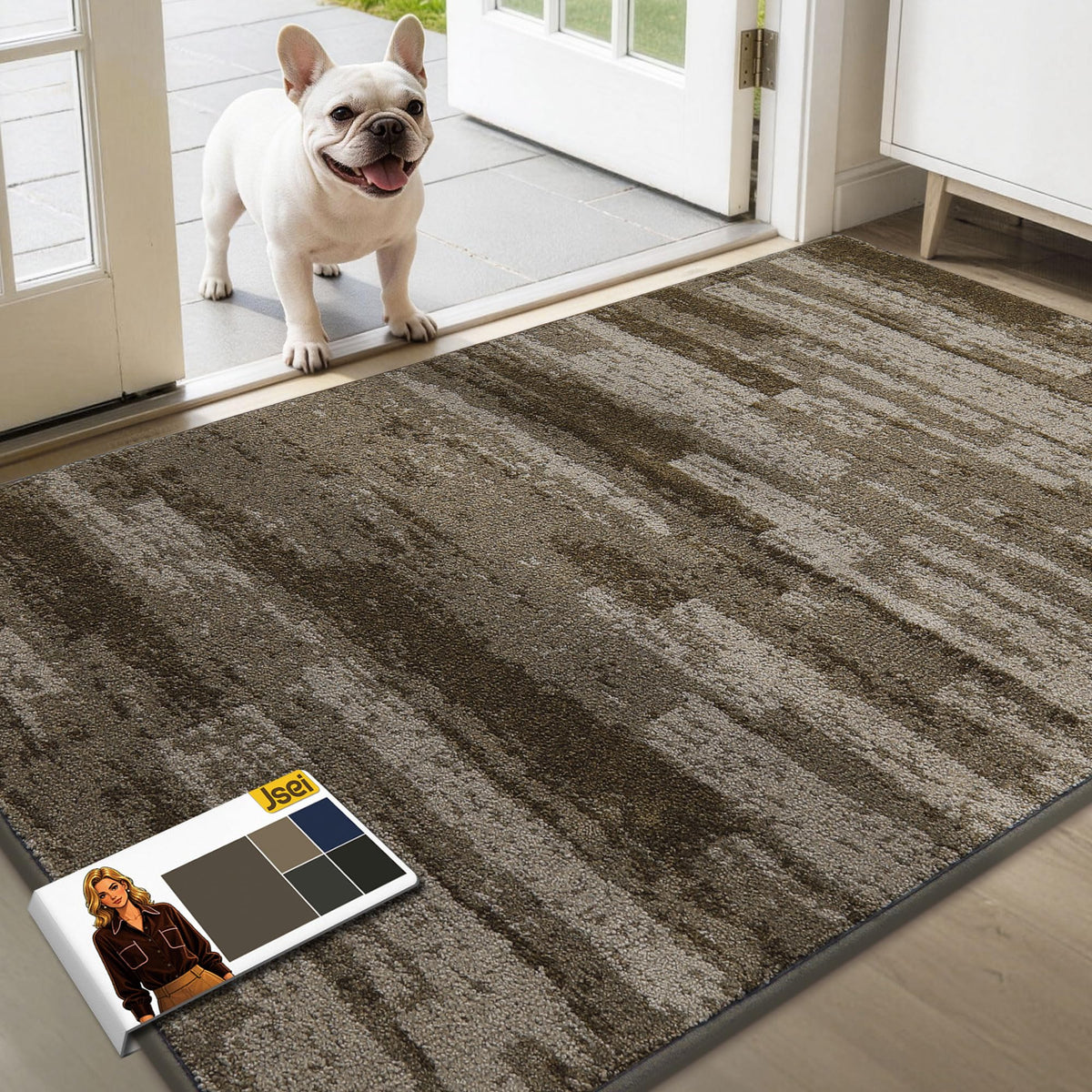 JSEI Dirt Trapper Door Mat 20"x32", Non-Slip Doormat, Blue