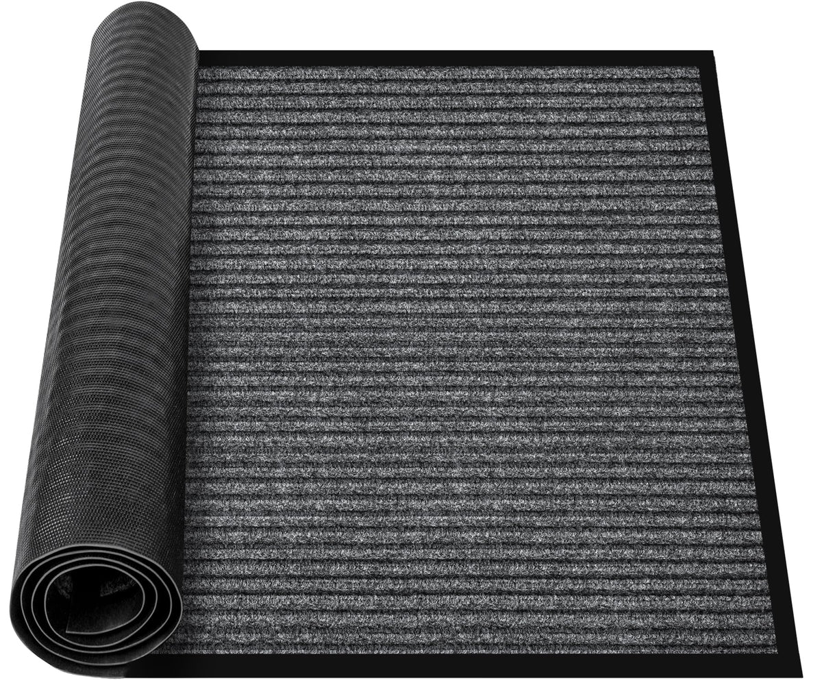 MYFAMIREA Commercial Floor Mat 3' x 5' Extra Large Front Door Industrial Rug Heavy Duty Brush Step Entrance Mat Weather Utility Rug with Non Slip Rubber Backing Low Profile for Entryway, Charcoal Grey
