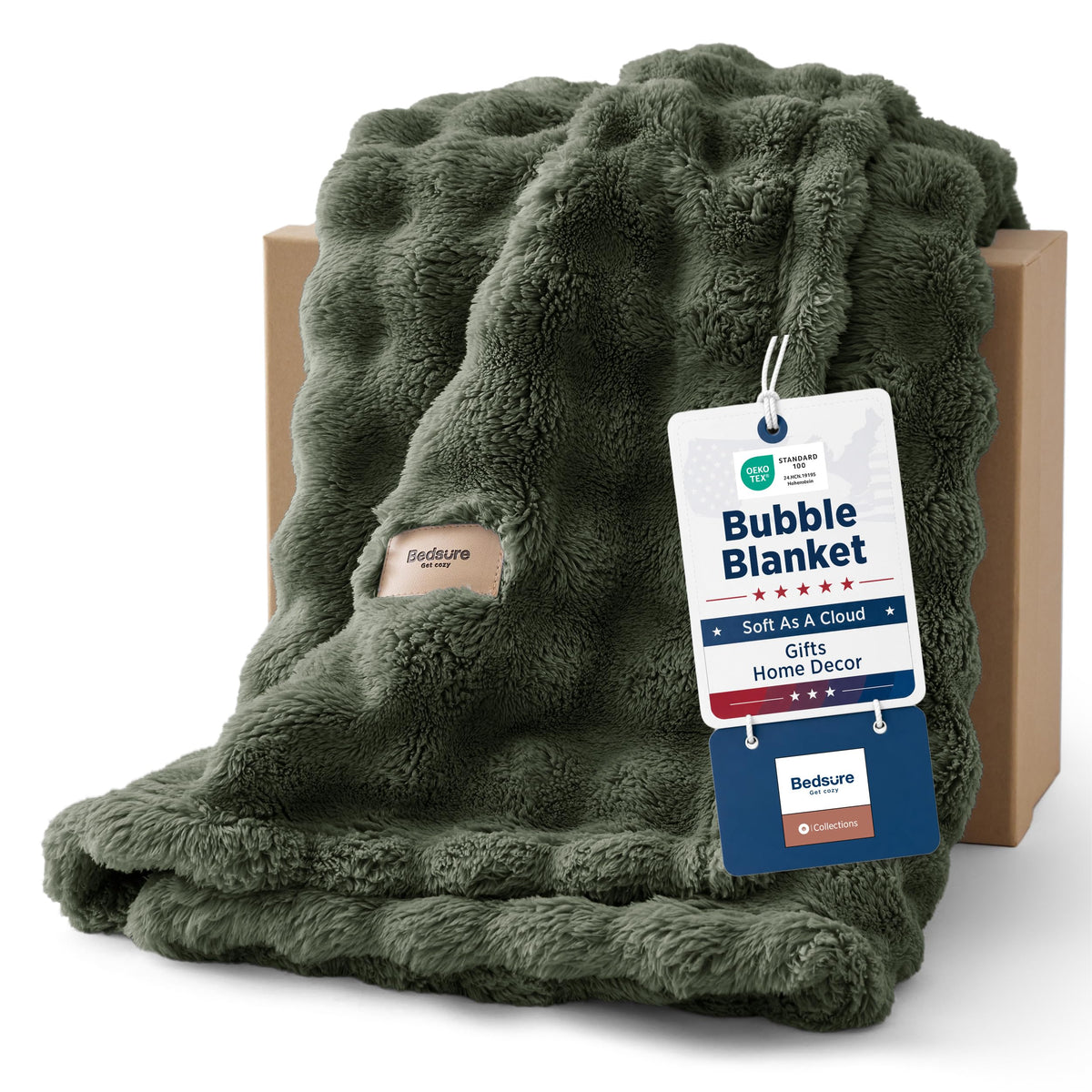 Bedsure Cloud Bubble Blanket, Soft Cozy Throw, Beige, 50"×60"