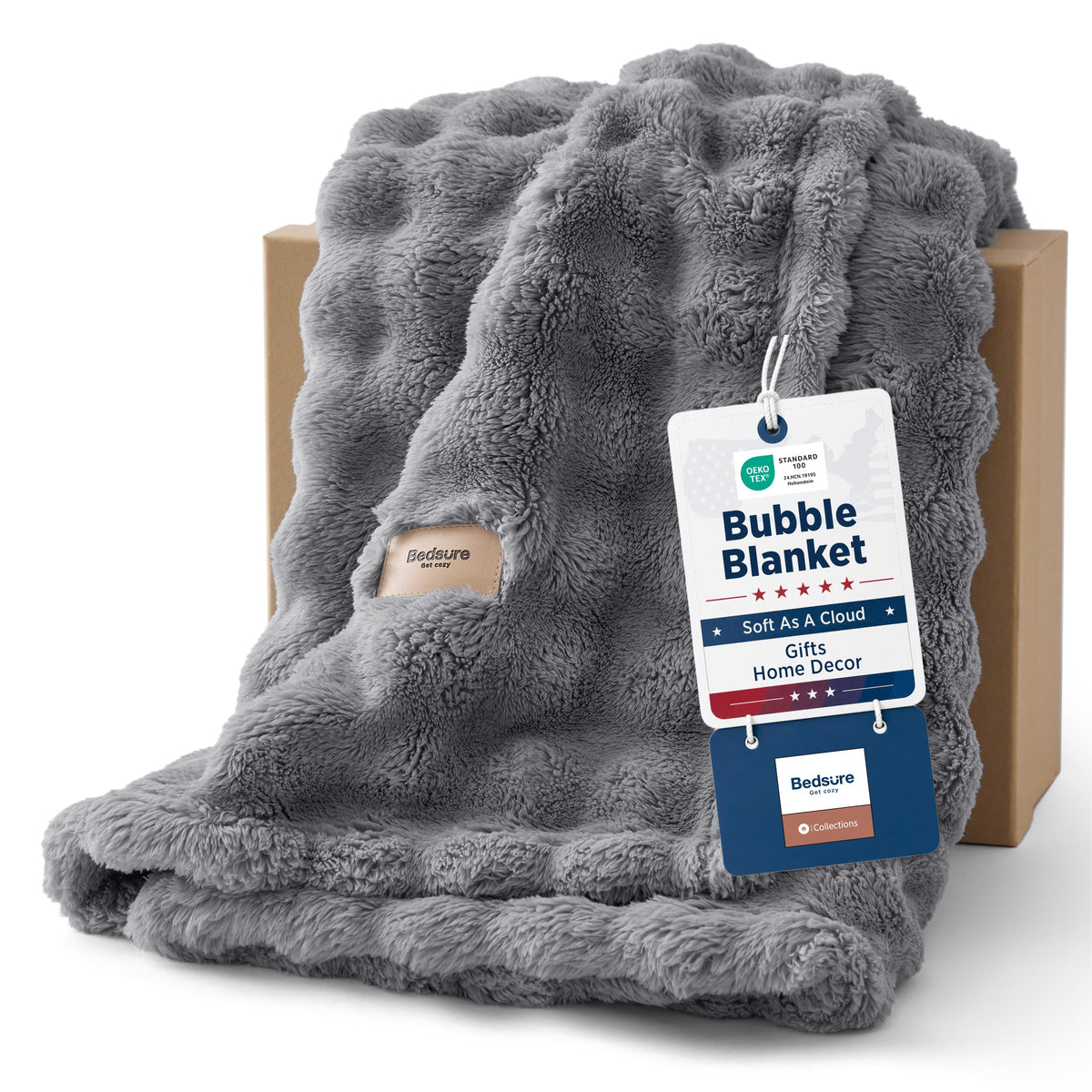 Bedsure Cloud Bubble Blanket, Soft Cozy Throw, Beige, 50"×60"