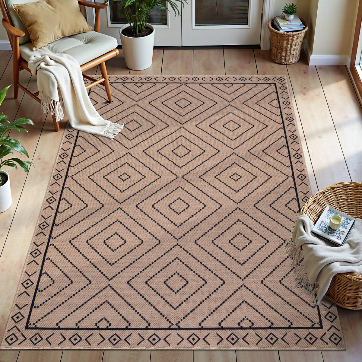 Tangsoo Easy Jute 2x3 Small Outdoor Rug,Washable Non-Slip Entryway Door Mat