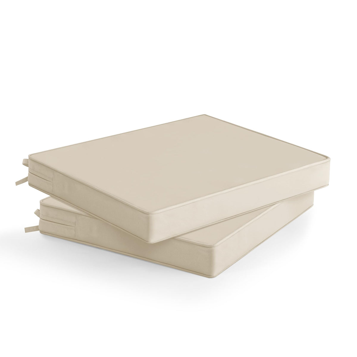 Summsun Outdoor Chair Cushions Set of 4: Water Resistant Seat Cushion for Patio Furniture - 18.5 x 16 x 2 Inch Chair Pads with Ties and Hidden Zipper - Patio Chair Cushion Replacement, Beige