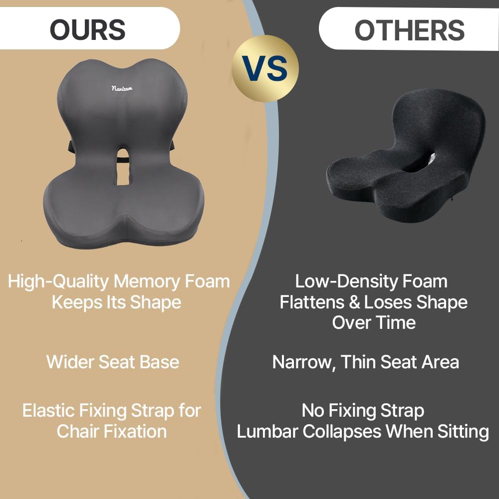 Navizam Lumbar Support Pillow for Office Chair with Memory Foam Cushion