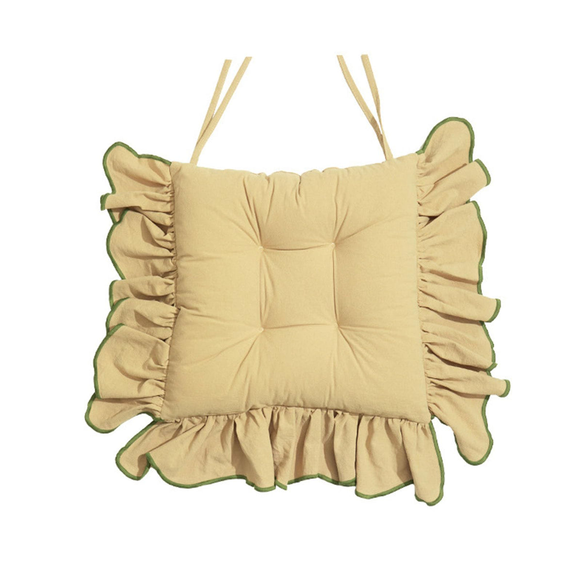 Cotton Ruffles Chair Cushion for Dining Chairs Soft Comfortable Chair Pads with Ties Farmhouse Country Seat Cushion for Kitchen Chairs Office Chairs (Green,16"x16")