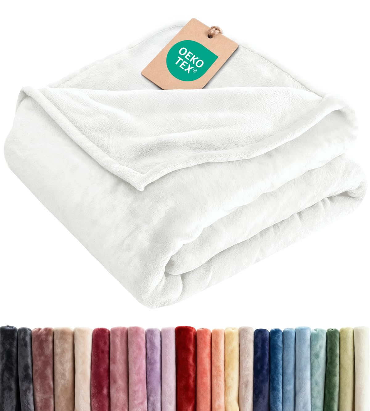 Fleece Blanket Throw Size - Ultra-Soft Warm Flannel Fleece Blanket - Cream