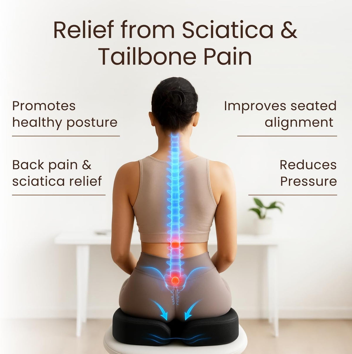 Sleepavo Office Chair Cushion, Seat Cushion for Tailbone Pain Relief Butt