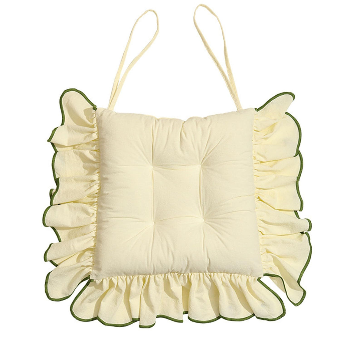 Cotton Ruffles Chair Cushion for Dining Chairs Soft Comfortable Chair Pads with Ties Farmhouse Country Seat Cushion for Kitchen Chairs Office Chairs (Green,16"x16")